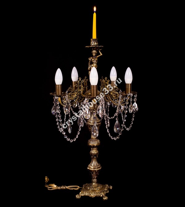 Настольная лампа бронза 5 ламп, подвес журавлик